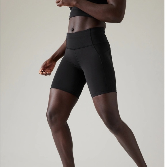 Athleta Ultimate Stash II Biker Shorts 9in High Rise Black Size XXS Workout New - Picture 1 of 14